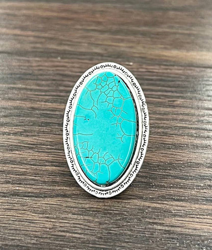 Oval Turquoise Adjustable Ring