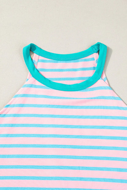 Pink Stripe Round Neck Tank Top - Chic Meadow Boutique 