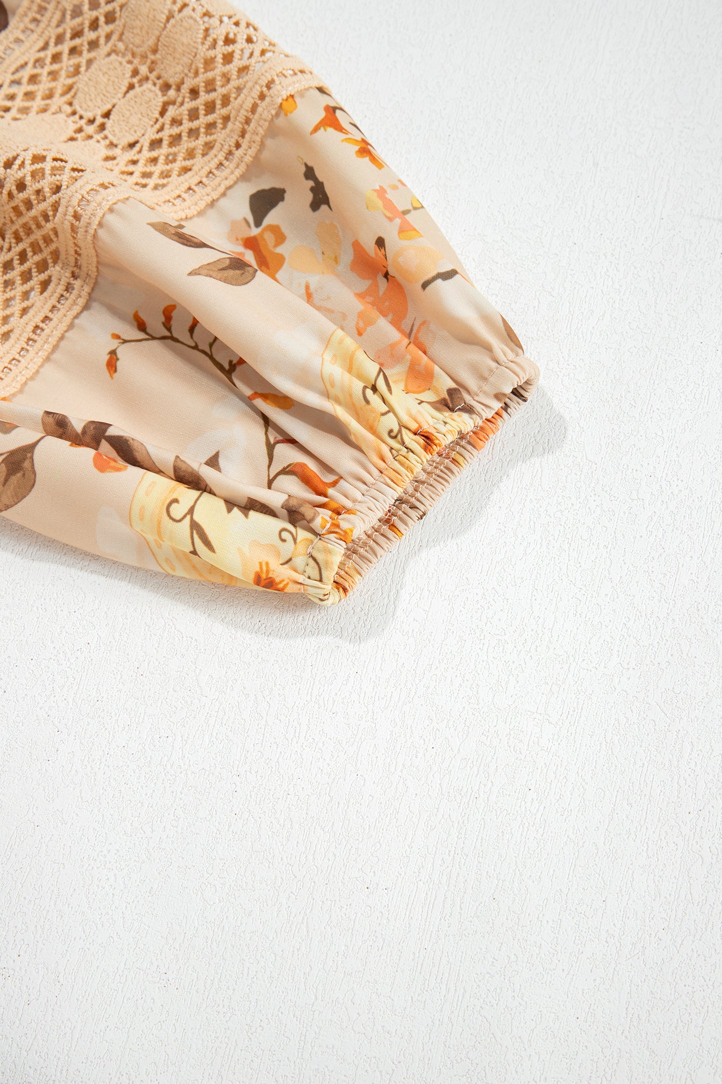 Khaki Paisley Print Decorative Binding Tape V Neck Shift Blouse