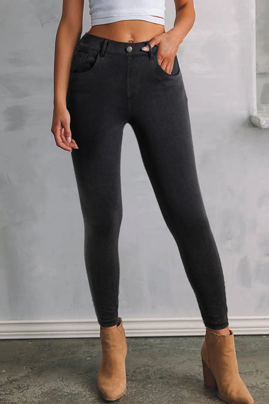 Black Skinny Fit Ankle High Waist Jeans - Chic Meadow Boutique 