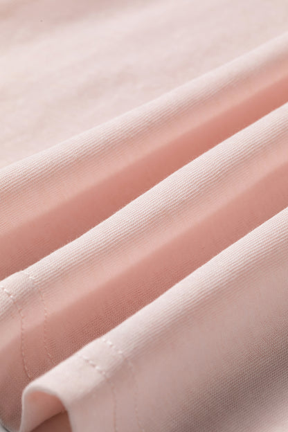 Gossamer Pink Long Sleeve Ruffle Cuff Casual Elegant Top