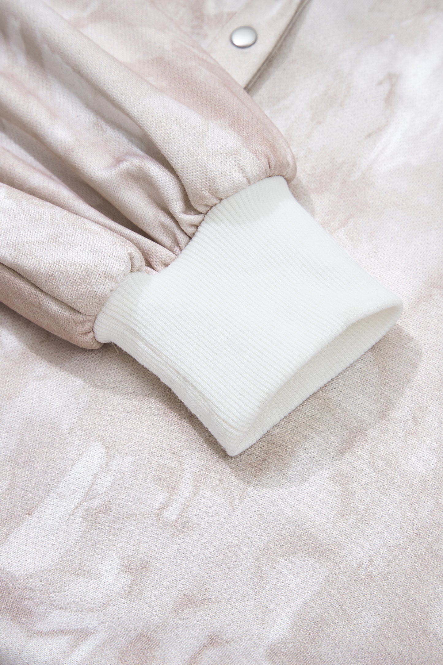 White Abstract Woodland Print Balloon Sleeve Pullover Drawstring Mini Skirt Set