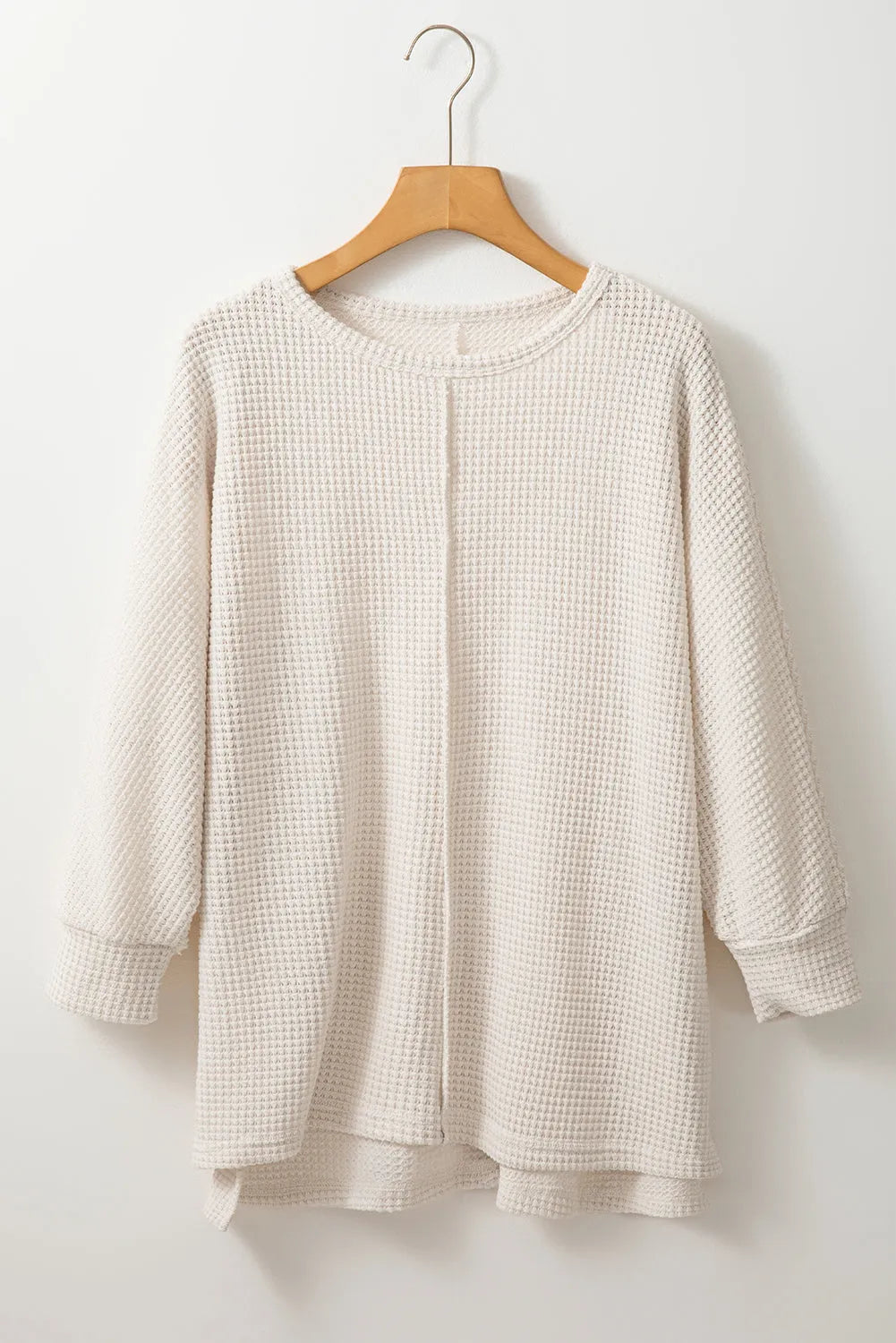 Apricot Waffle Knit Splits Batwing Sleeve Oversized Top - Chic Meadow Boutique 