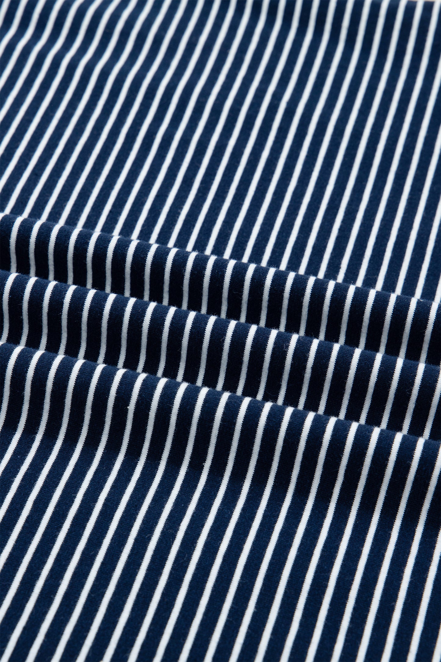 Blue Stripe Drop Shoulder Round Neck Long Sleeve Tee and Buttoned Shorts 2pcs Lounge Set