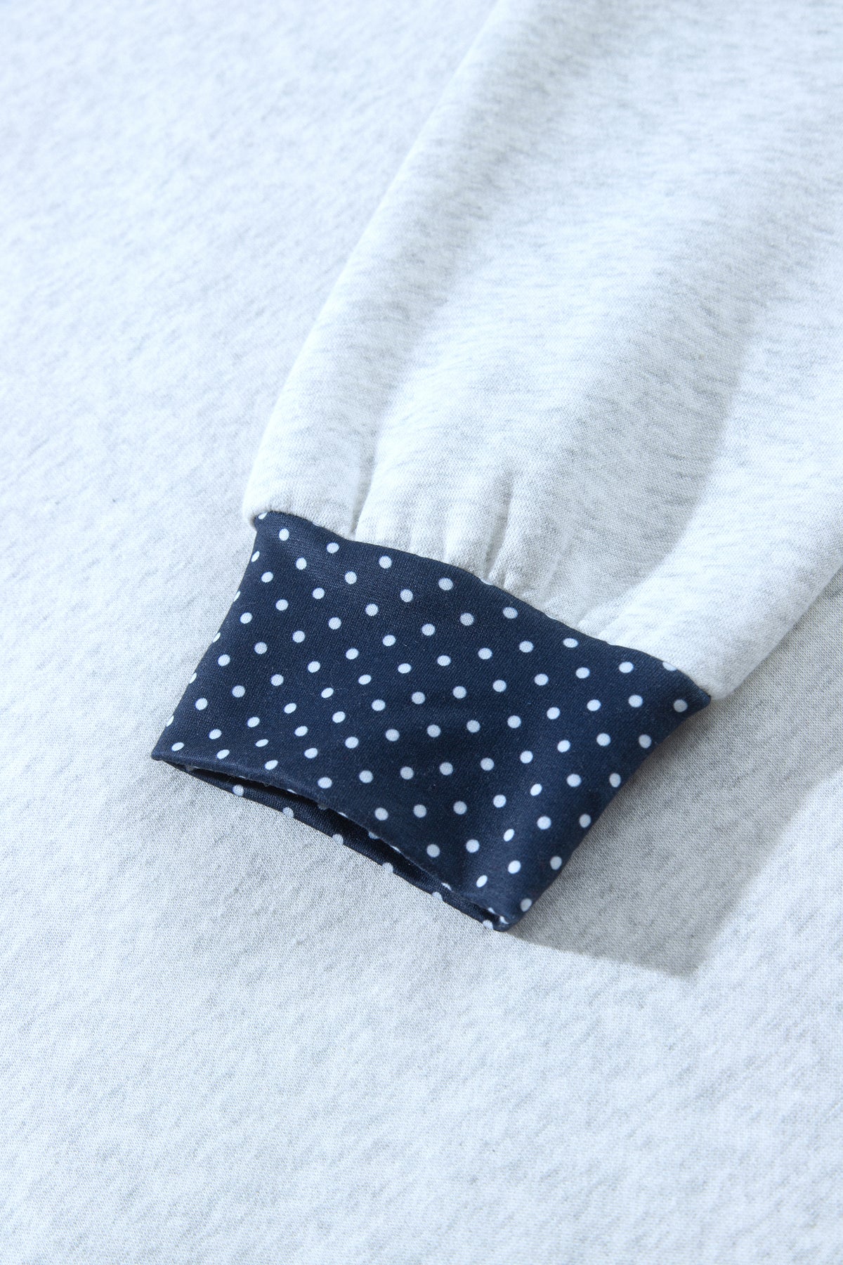Gray Polka Dot Contrast Trim Sweatshirt