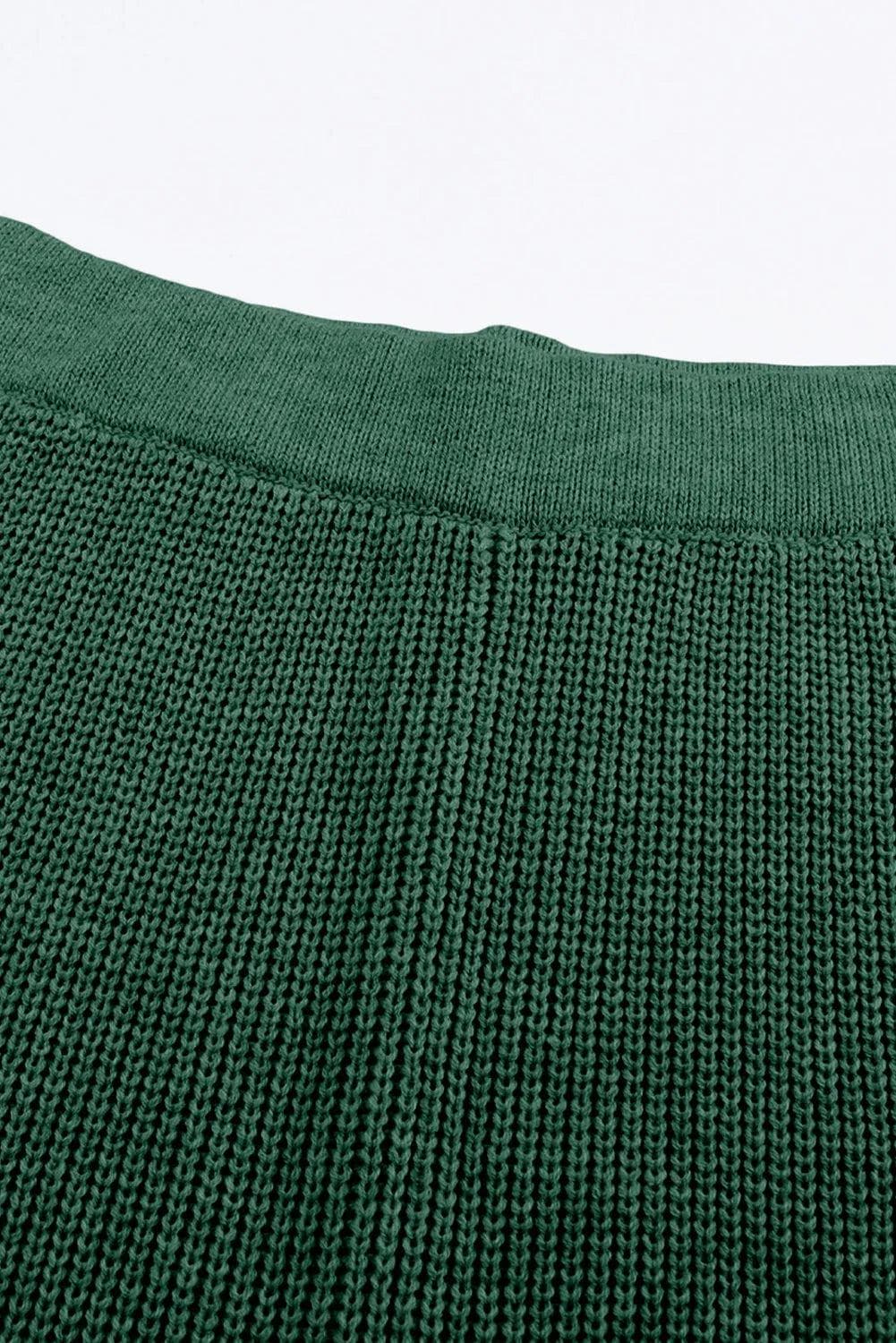 Two Piece Sets/Pant Sets Green Knitted V Neck Sweater and Casual Pants Set