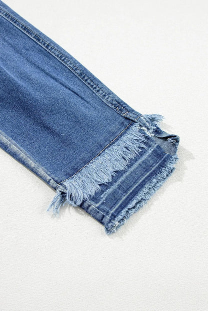 Bottoms/Jeans Light Blue Distressed Frayed Ankle Skinny Jeans