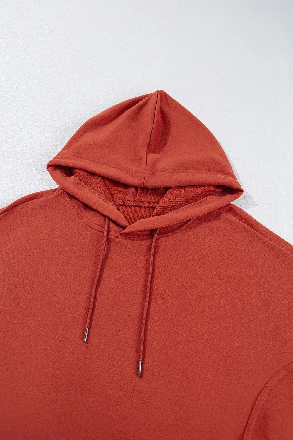 Red Clay Drop Shoulder Pocketed Baggy Drawstring Hoodie - Chic Meadow Boutique 