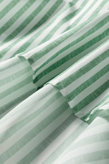 Green Stripe Half Zip Long Sleeve Swing Top