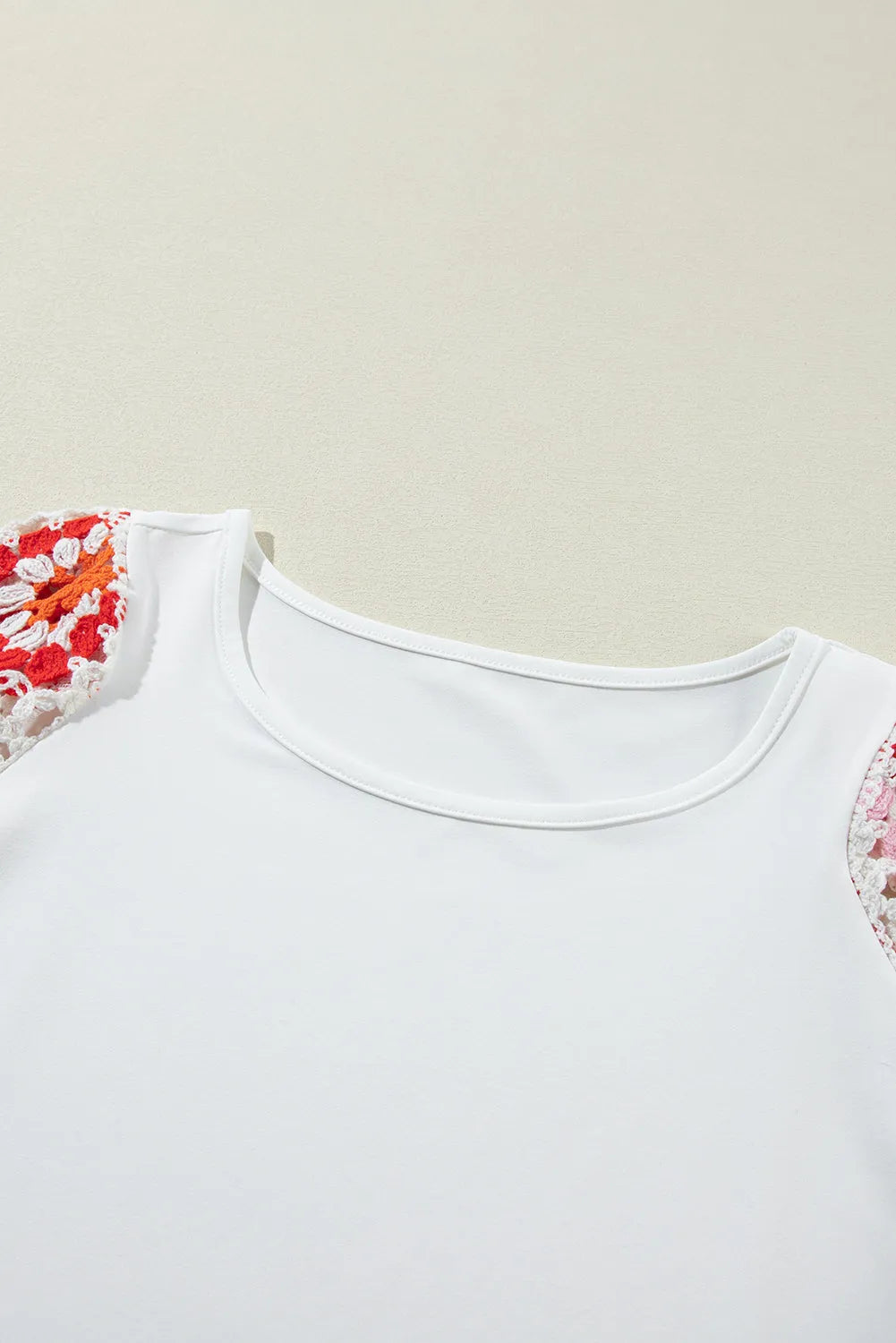 White Floral Crochet Short Sleeve Top - Chic Meadow Boutique 