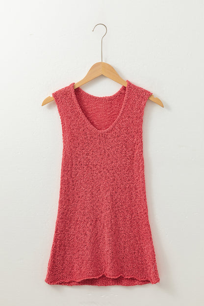 Flamingo Textured Knit U Neck Slim Fit Sweater Vest