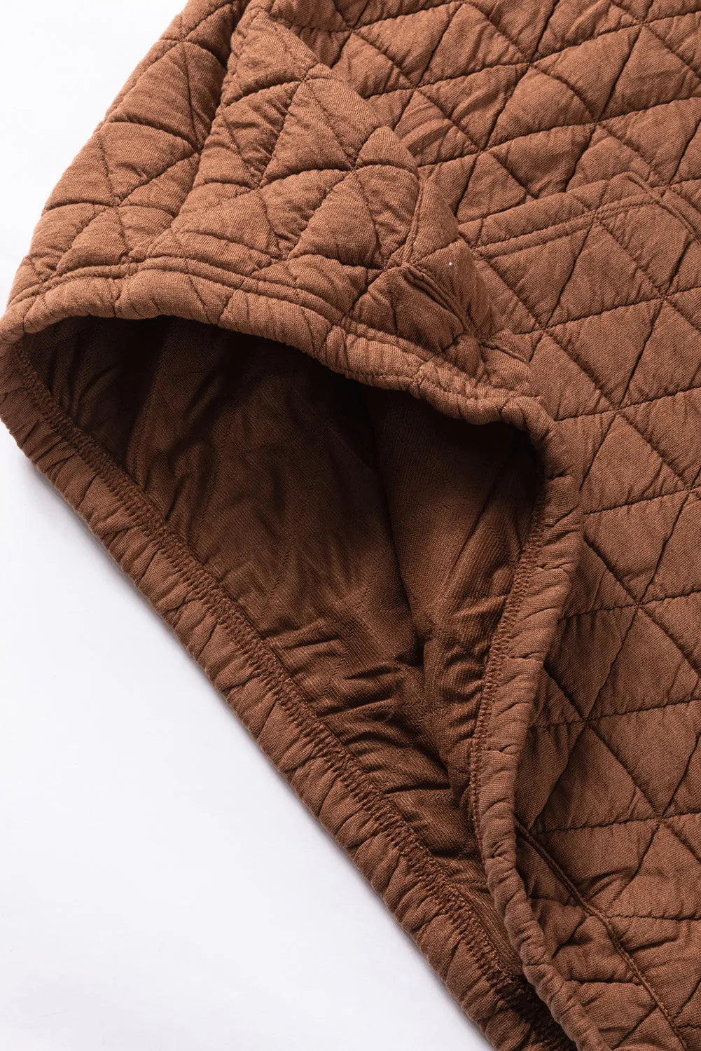 Coffee Solid Color Quilted Kangaroo Pocket Hoodie - Chic Meadow Boutique 