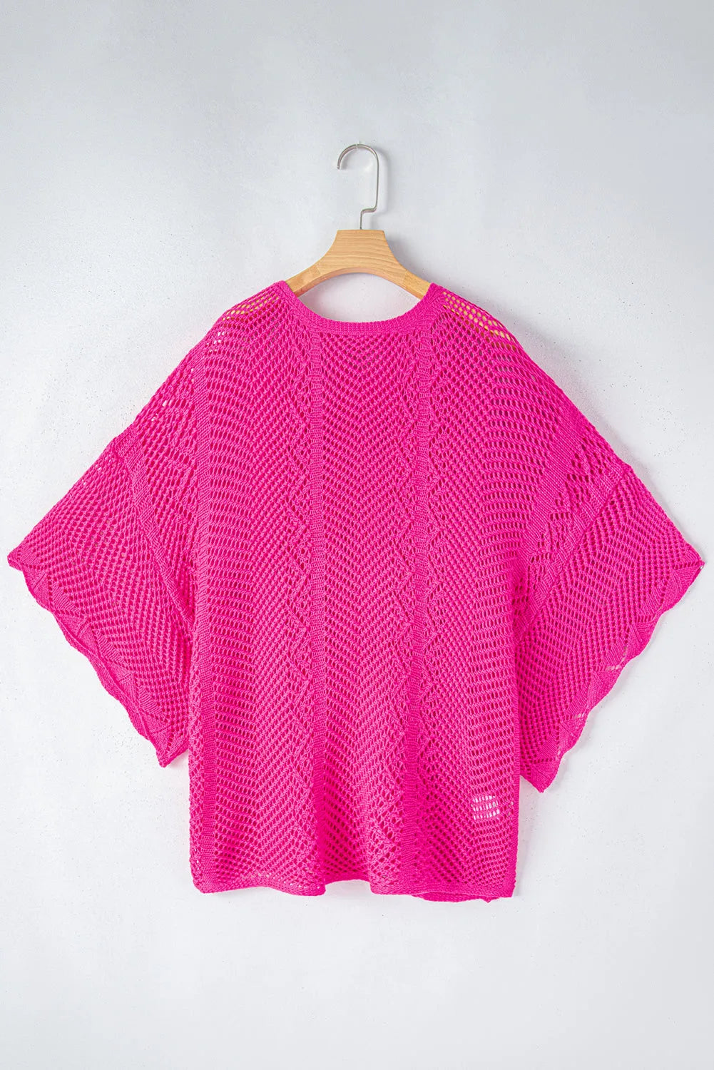 Rose Red Pointelle Knit Scallop Edge Short Sleeve Top - Chic Meadow Boutique 