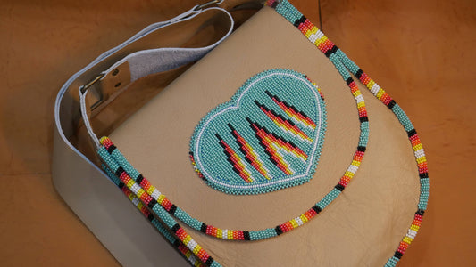 Turquoise Handmade Beaded Leather Crossbody bag Shoulder Bag