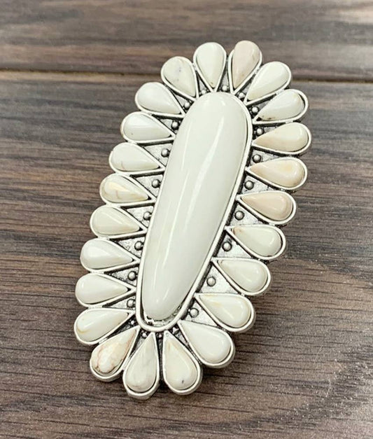 White Turquoise Adjustable Ring