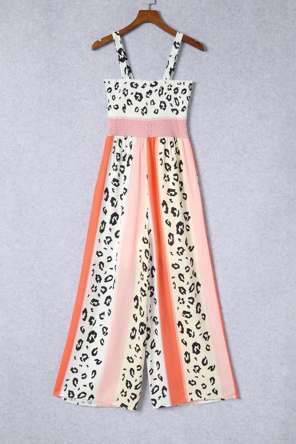 Pink Leopard Color Block Mix Print Pocketed Jumpsuit - Chic Meadow Boutique 