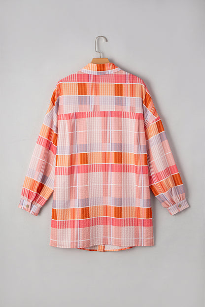 Pink Oversized Check Tunic Shirt
