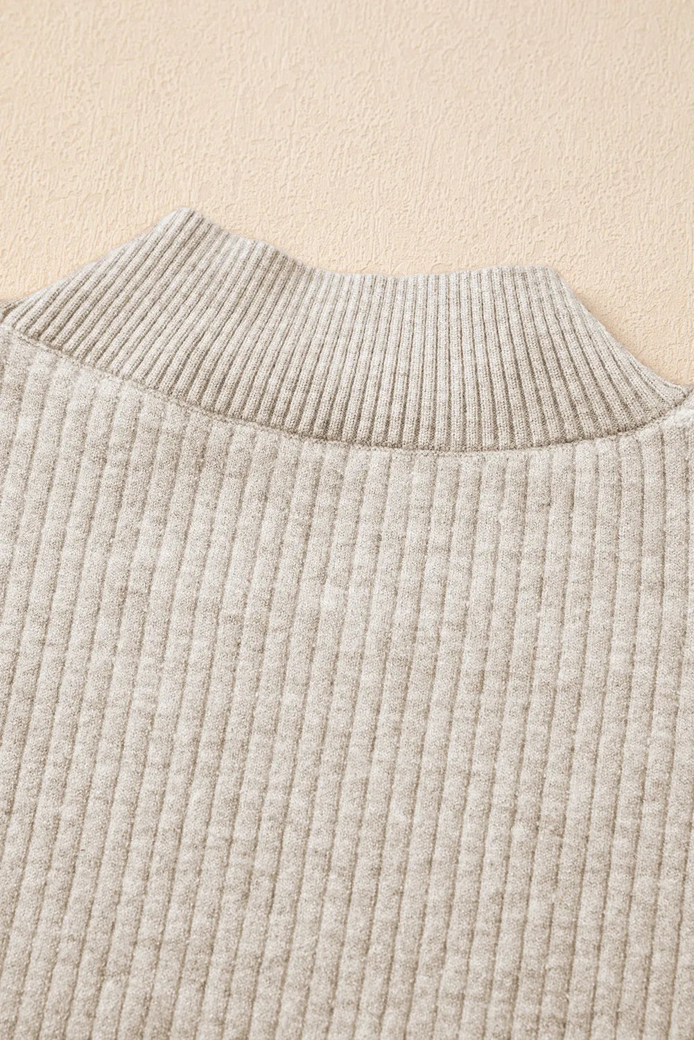 Apricot Thermal Lined Ribbed Knit Mock Neck Sweater - Chic Meadow Boutique 