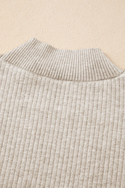 Apricot Thermal Lined Ribbed Knit Mock Neck Sweater - Chic Meadow Boutique 