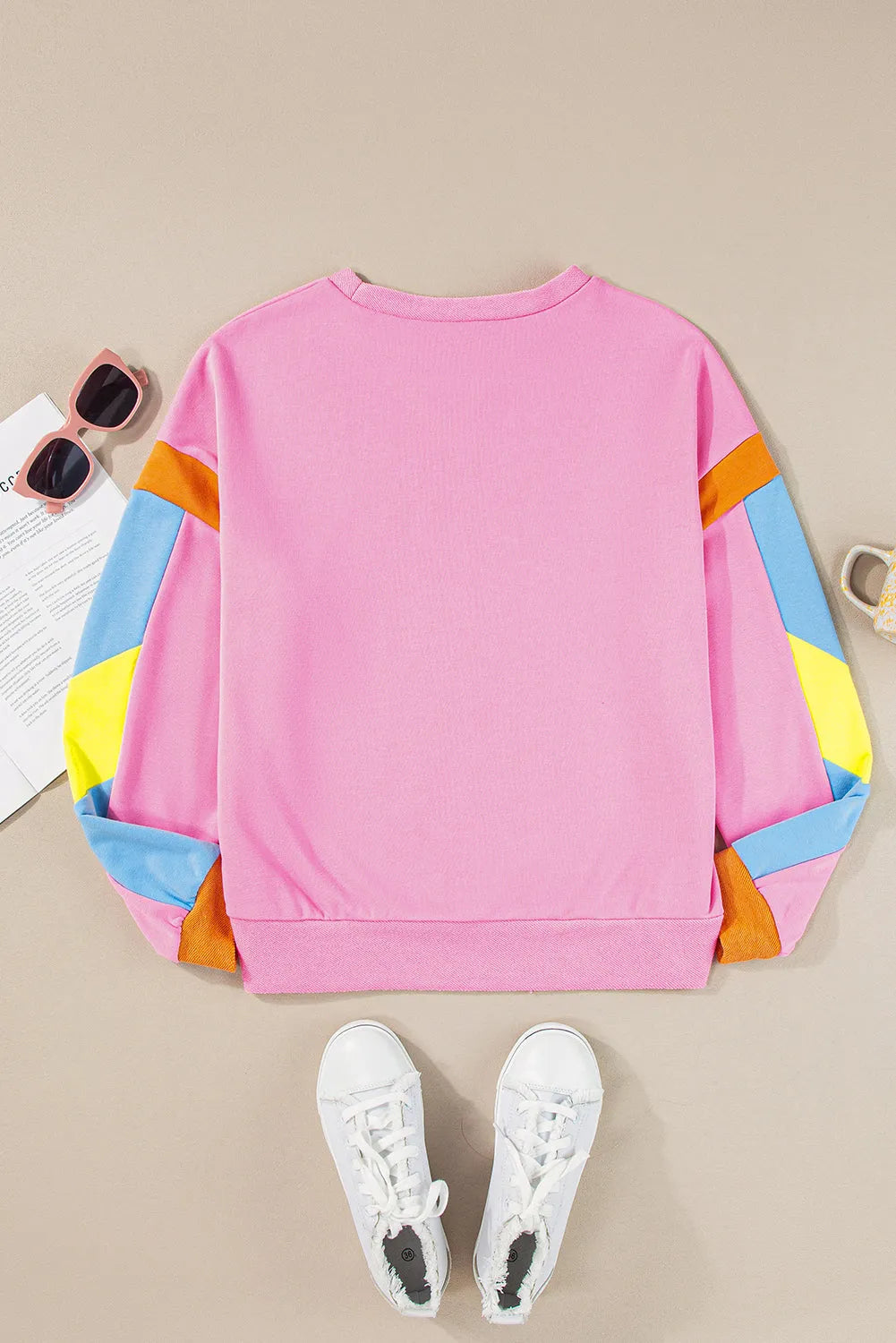 Pink Candy Colorblock French Terry Top - Chic Meadow Boutique 