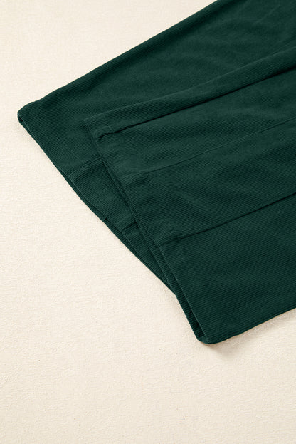 Evergreen Corduroy V Neck Patched Pocket Sleeveless Jumpsuit