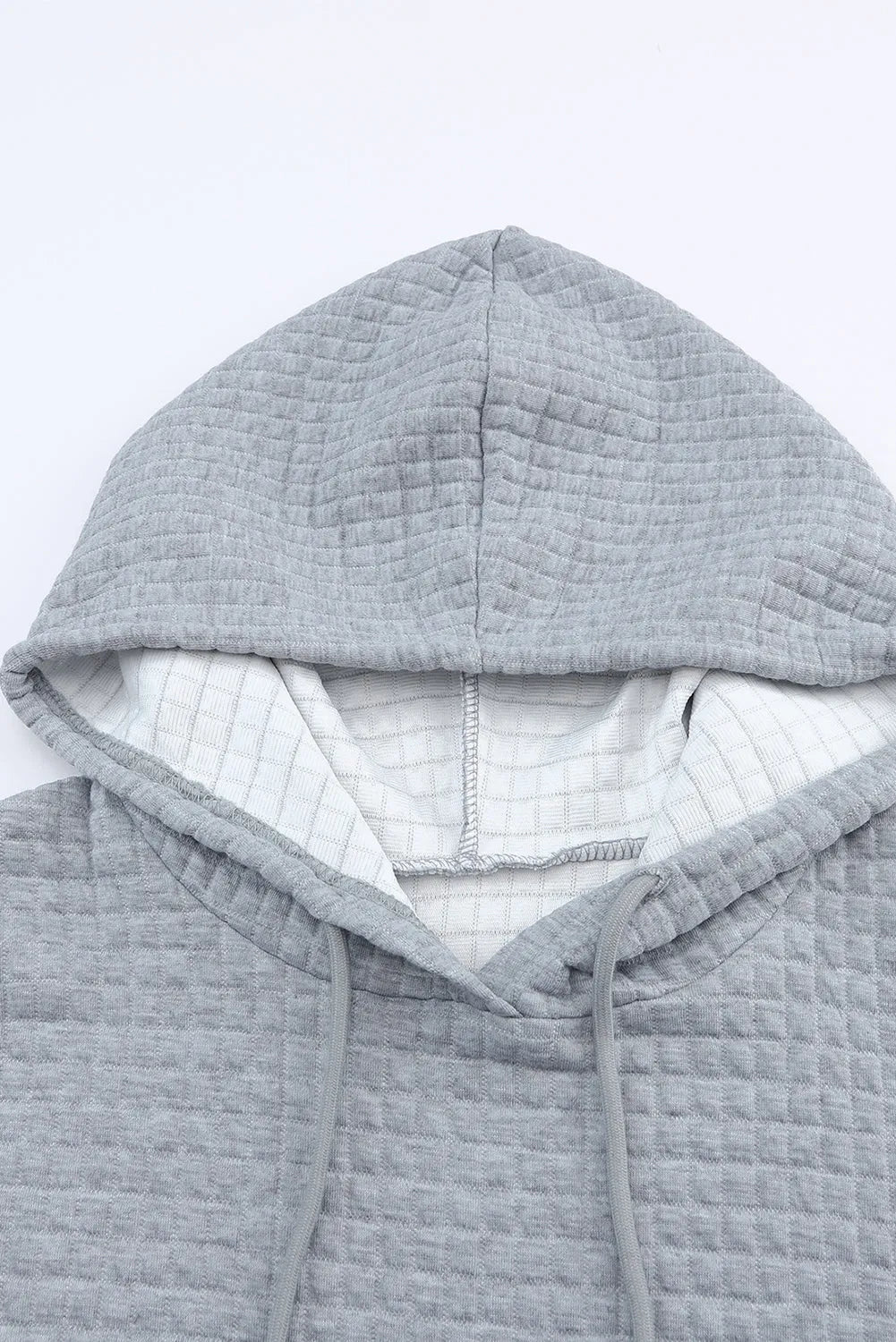 Tops/Sweatshirts & Hoodies Gray Quilted Kangaroo Pocket Drawstring Hoodie