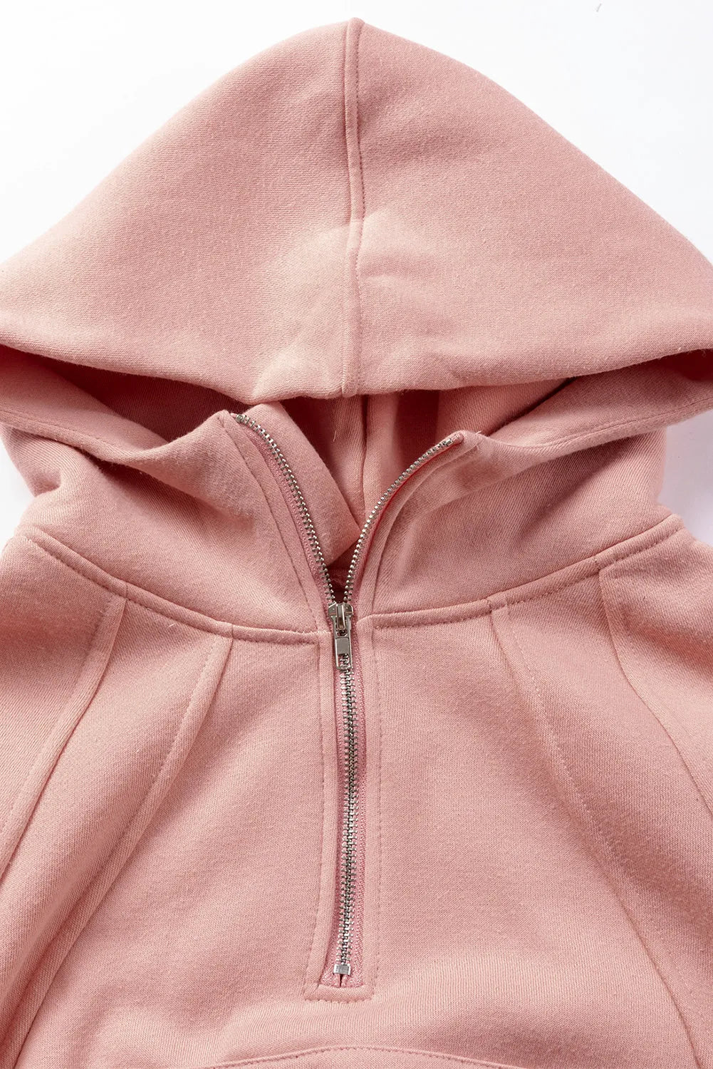 Pink Quarter Zip Kangaroo Pocket Hoodie - Chic Meadow Boutique 