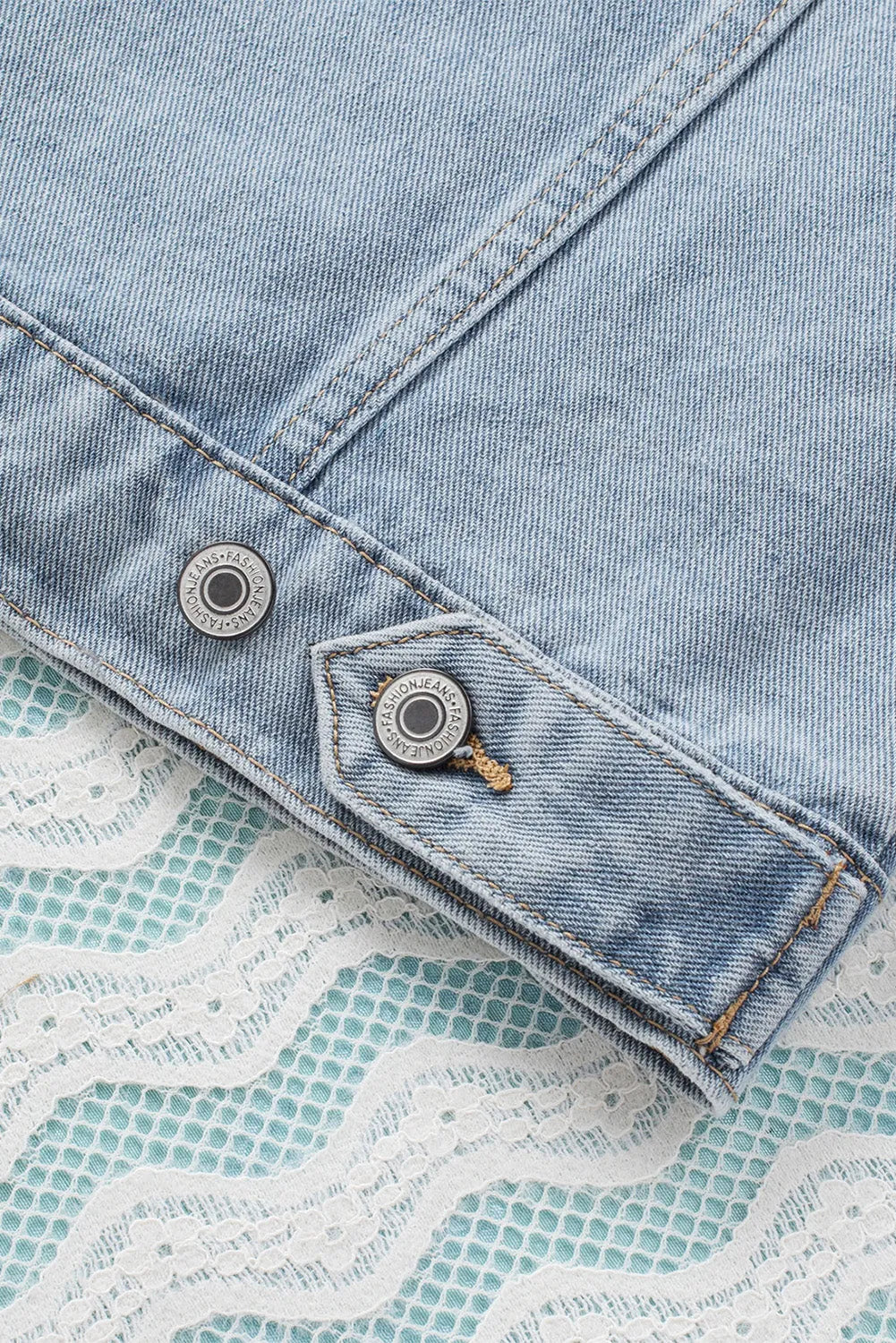 Sky Blue Button Closure Ripped Hooded Denim Jacket - Chic Meadow Boutique 