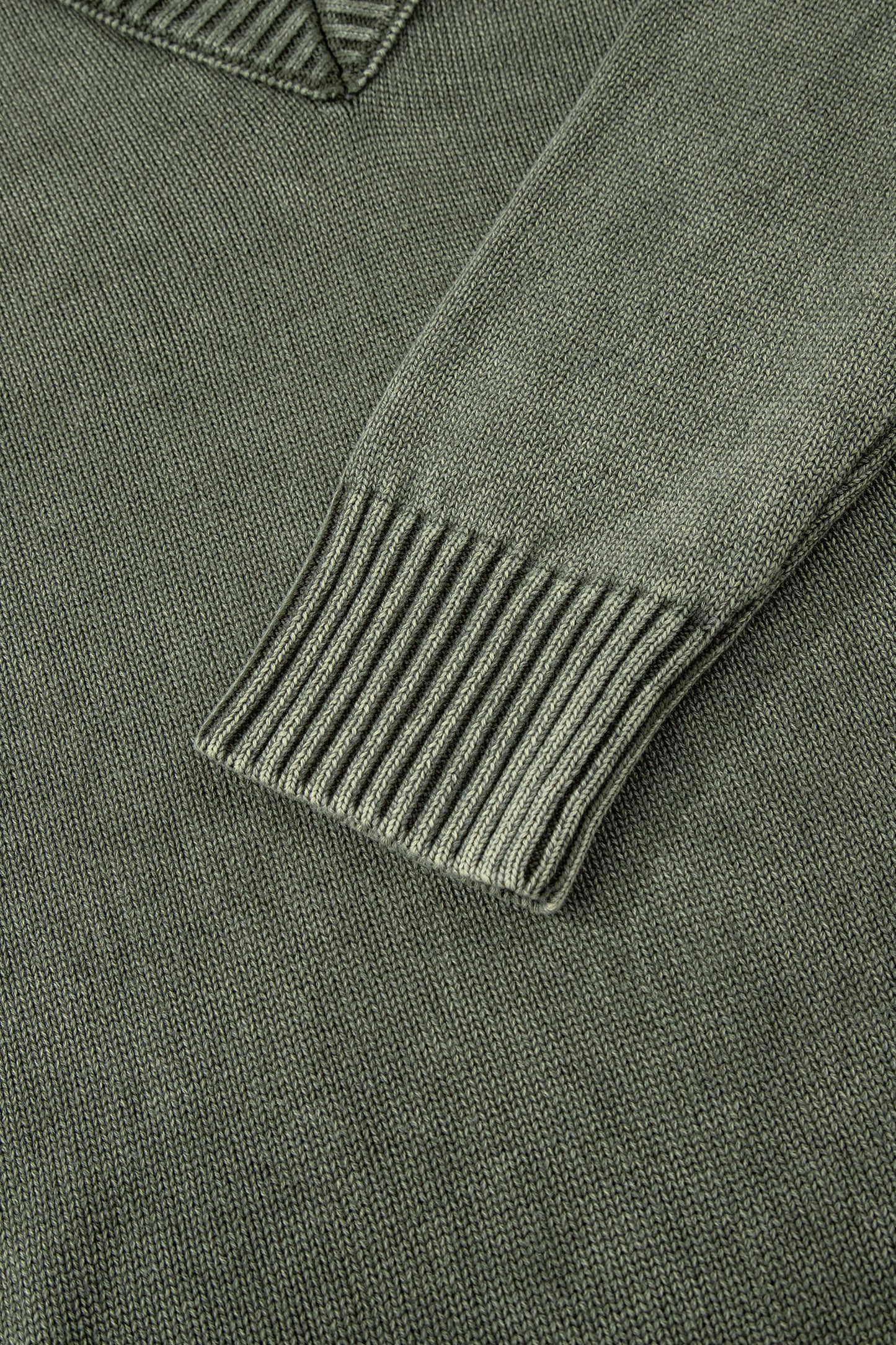 Four Leaf Clover Mineral Wash V Neck Knit Exposed Seam Drop Shoulder Loose Sweater