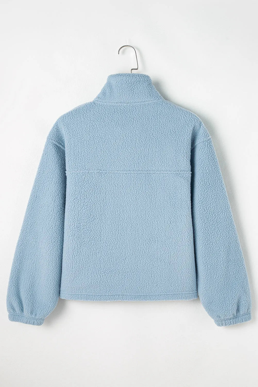 Myosotis Collared Zipper Drop Shoulder Fleece Sweatshirt - Chic Meadow Boutique 