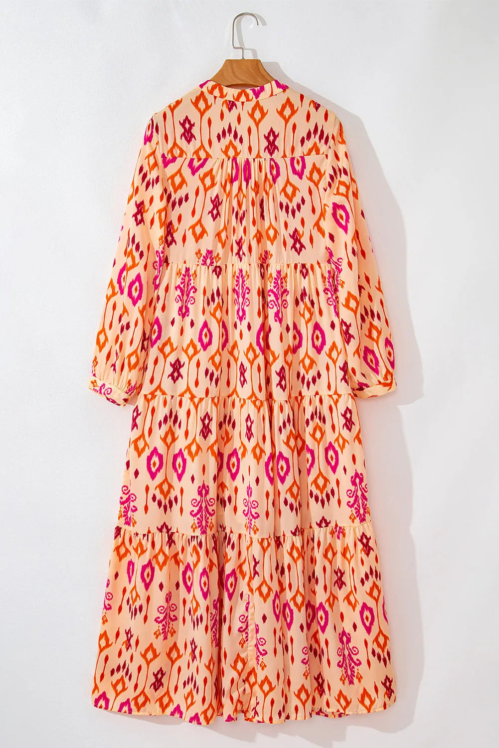 Orange Western Abstract Geometric Printed Maxi Dress - Chic Meadow Boutique 