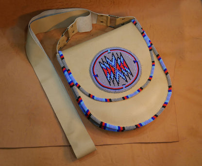 Grey Handmade Beaded Leather Crossbody bag Shoulder Bag
