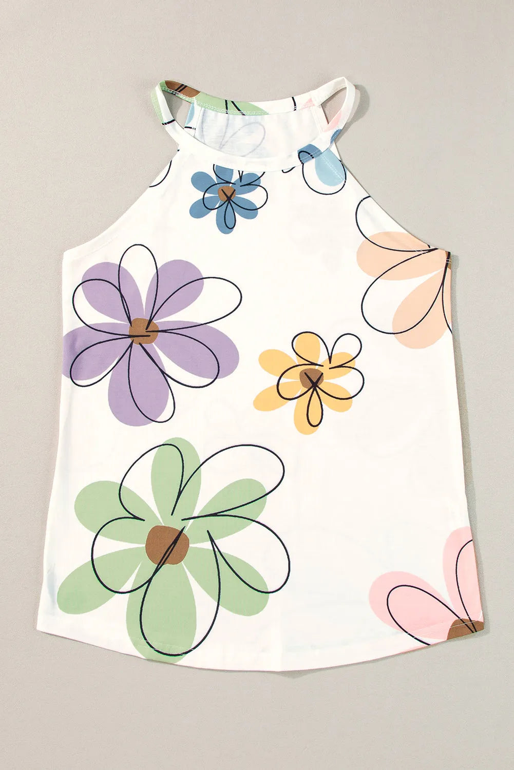 Beige Sweet Floral Tank Top - Chic Meadow Boutique 