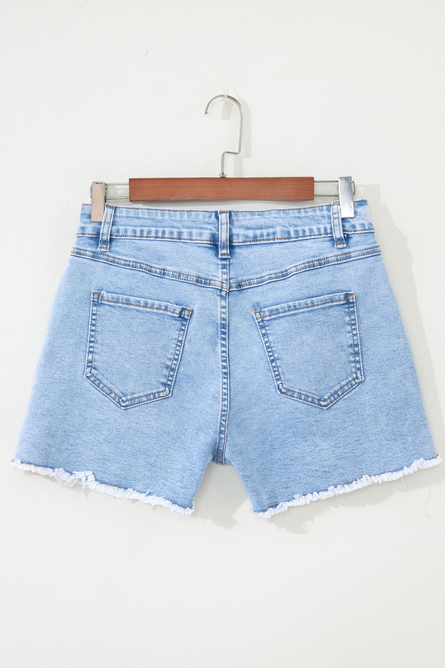 Myosotis High Waist Frayed Denim Shorts