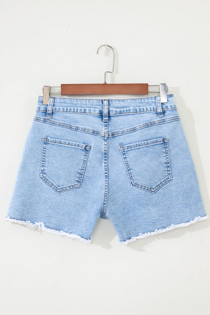 Myosotis High Waist Frayed Denim Shorts