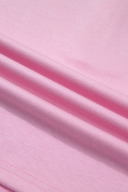 Pink Solid Color Sleeveless Zipper Tank and Skort Set