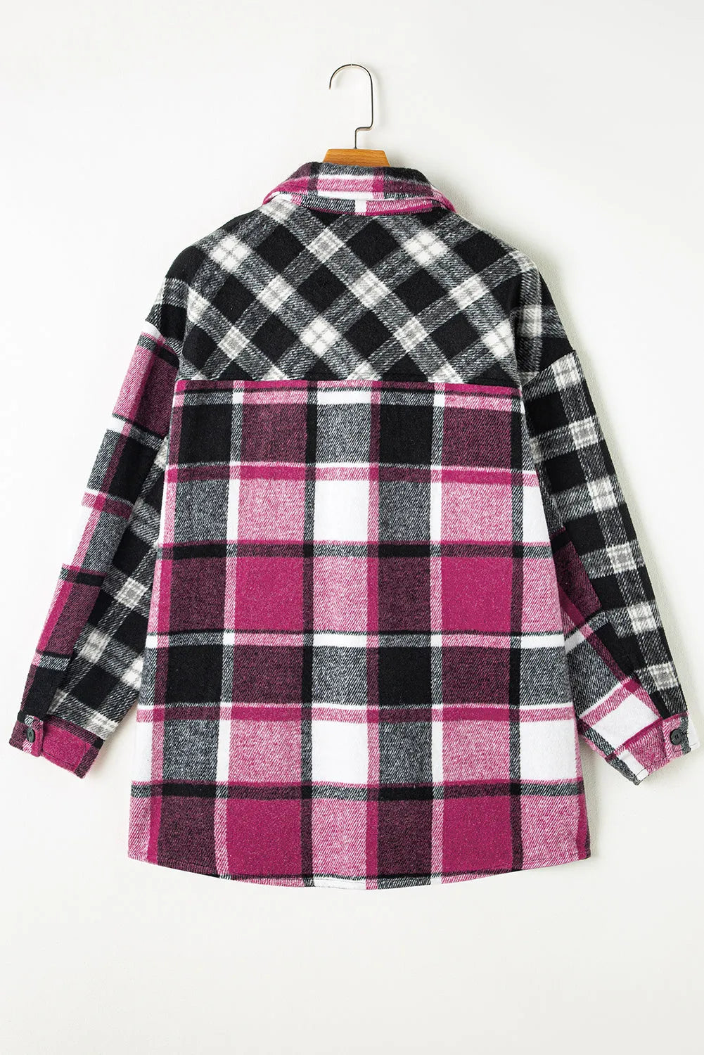 Black Plaid Colorblock Loose Shacket - Chic Meadow Boutique 