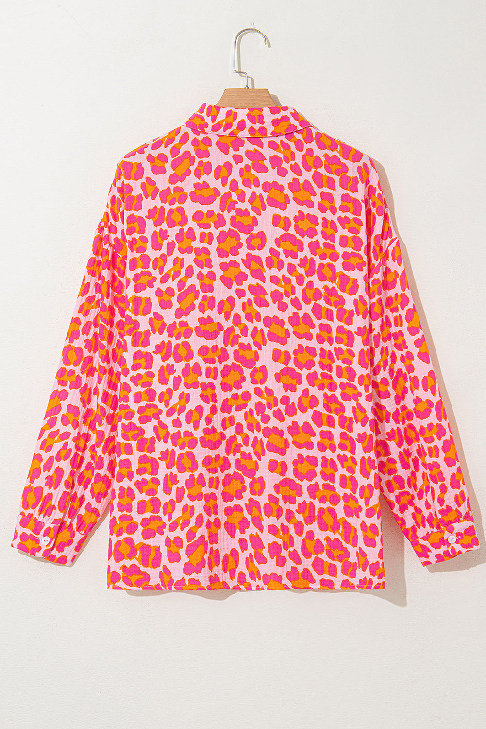 Rose Leopard Printed Button Up Loose Shirt