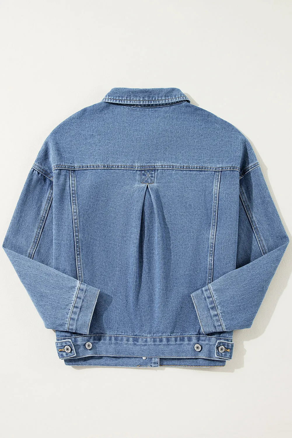 Light Blue Washed Oversize Pocketed Denim Jacket - Chic Meadow Boutique 