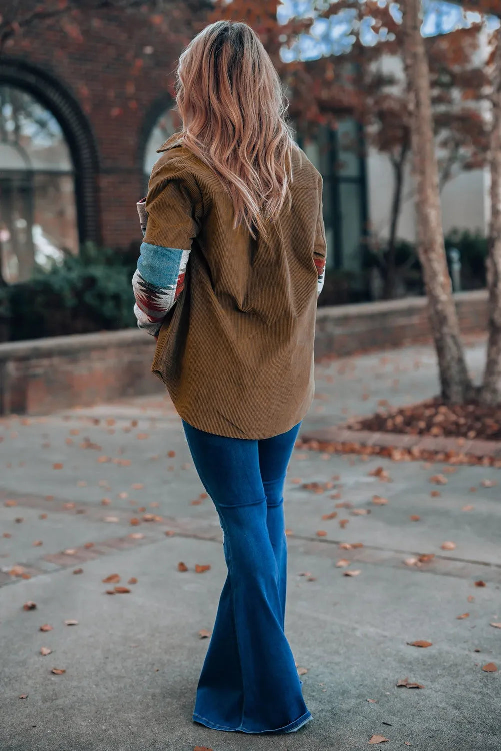 Khaki Aztec Pattern Corduroy Shacket - Chic Meadow Boutique 