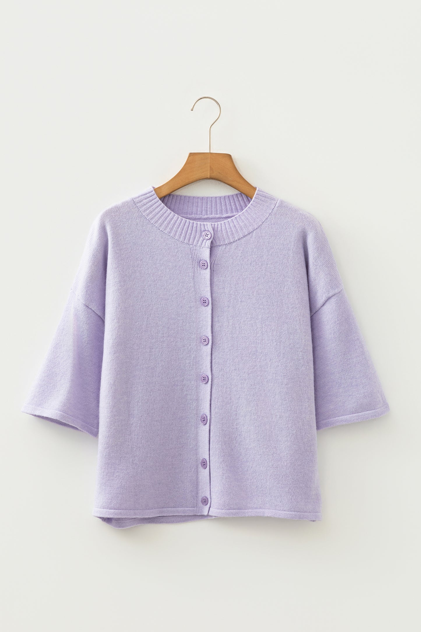 Lavendula 3/4 Sleeve Boxy Knit Button Down Sweater Cardigan