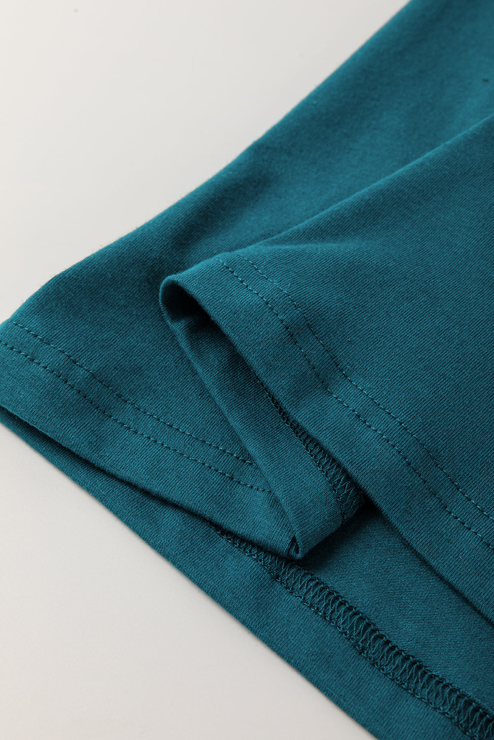 Blue Sapphire Solid Color Stitching Detail Round Neck Tank Top