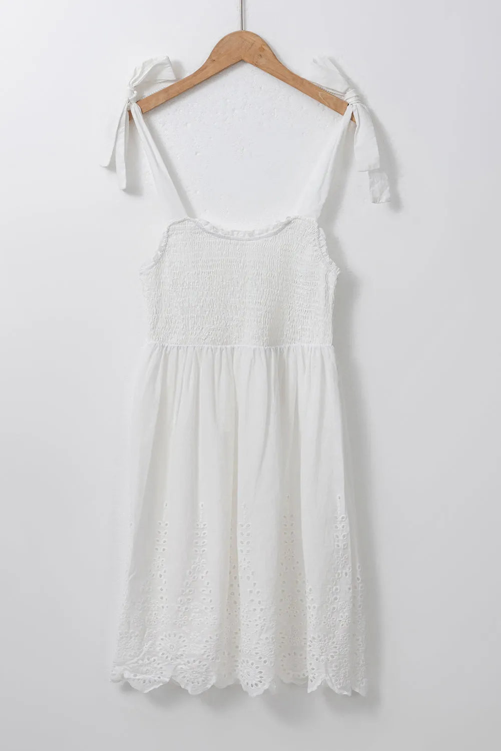 Dresses/Mini Dresses White Adjustable Tie Straps Smocked Mini Dress