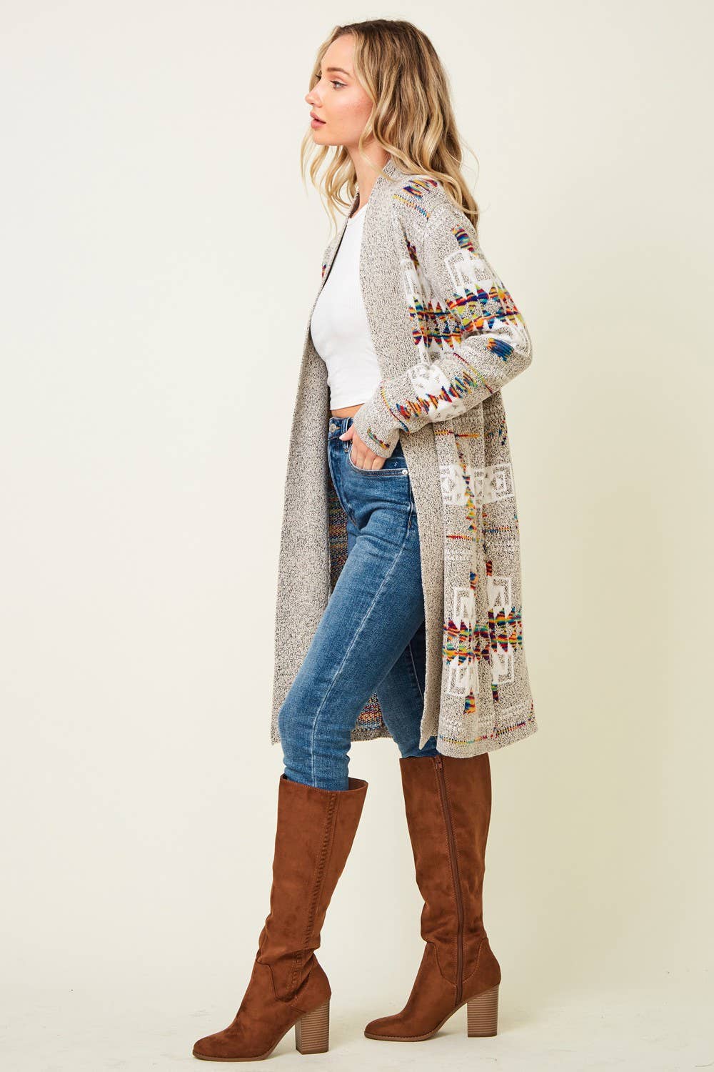 Multi Aztec Print Cardigan - Plus Size