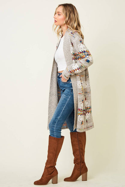 Multi Aztec Print Cardigan - Plus Size