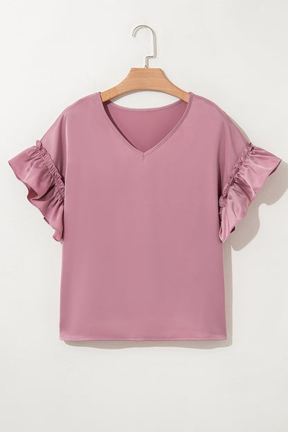 Toadstool Satin Ruffle Sleeve Top