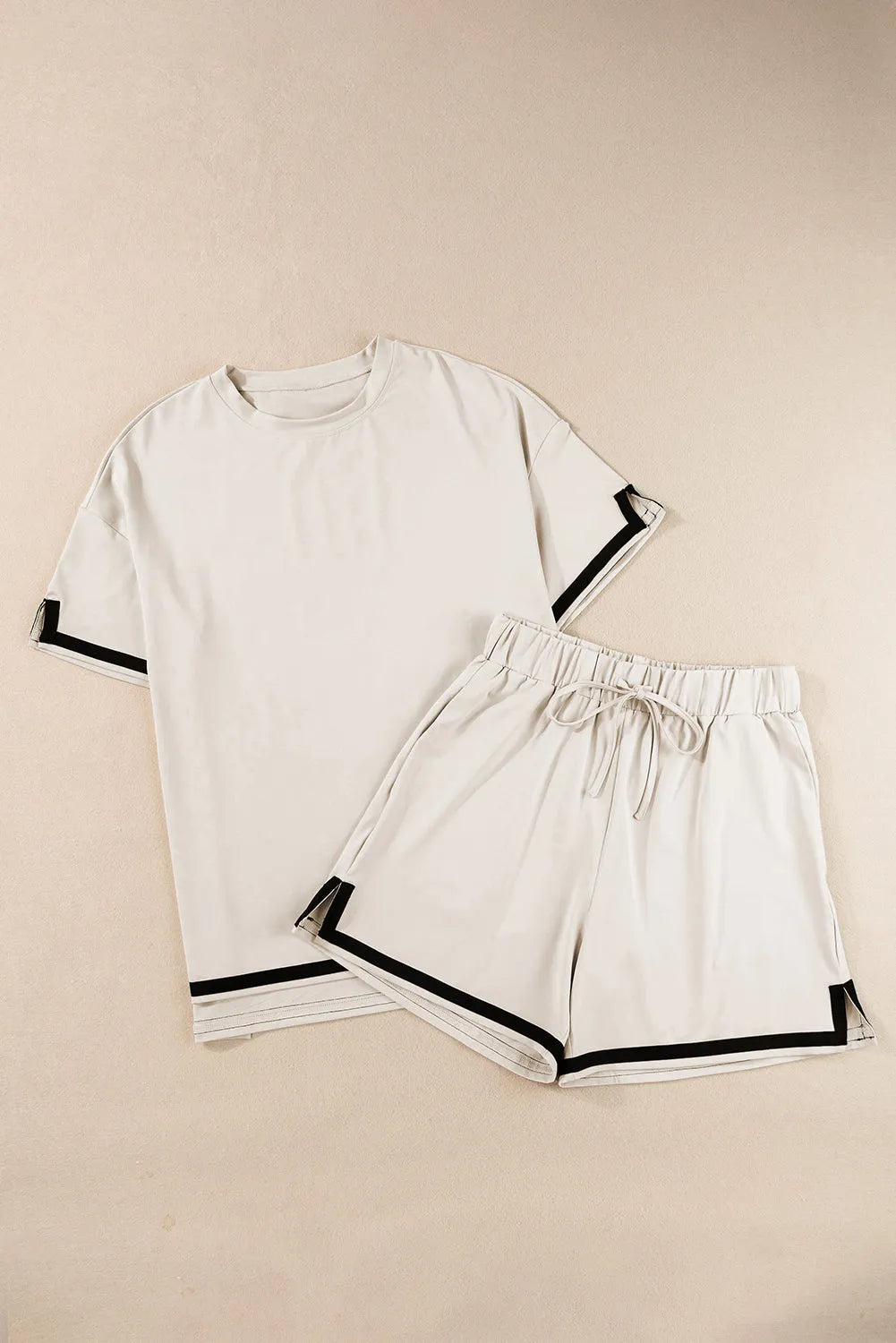 Apricot Contrast Trim Tee and Shorts Set - Chic Meadow Boutique 