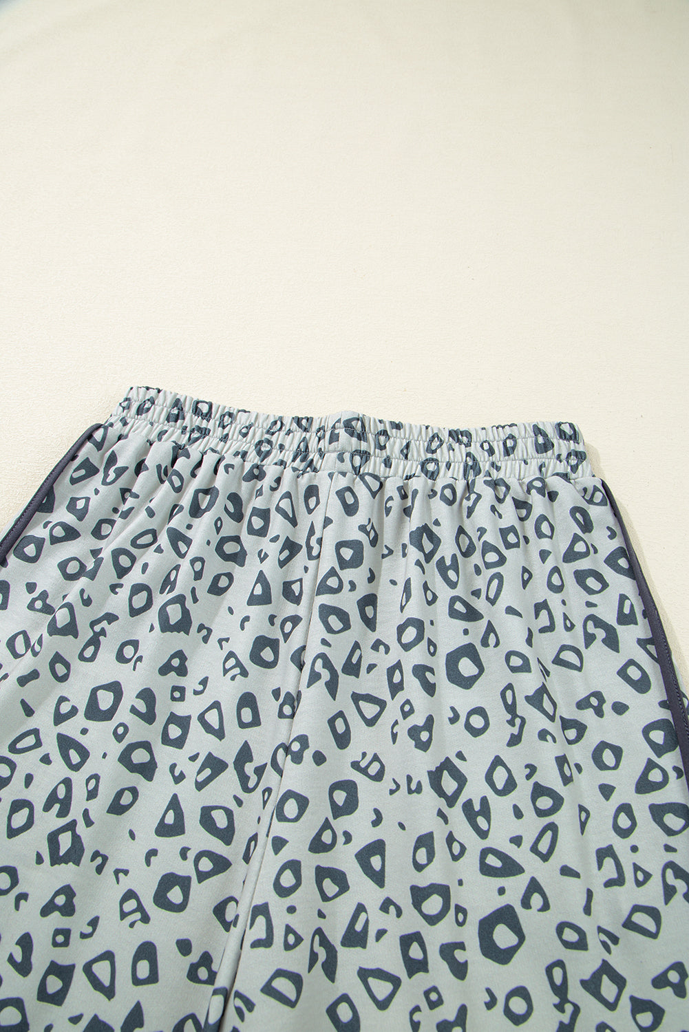 Khaki Leopard High Waist Side Bow Straight Leg