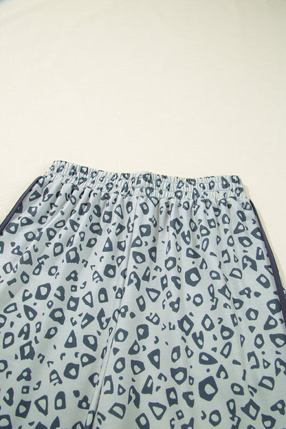 Khaki Leopard High Waist Side Bow Straight Leg