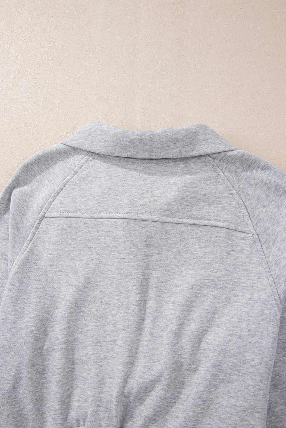 Light Grey Quarter Zip Stand Neck Kangaroo Pocket Sweatshirt - Chic Meadow Boutique 